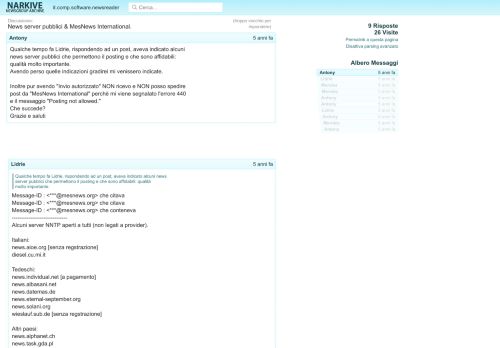 
                            10. News server pubblici & MesNews International. - narkive