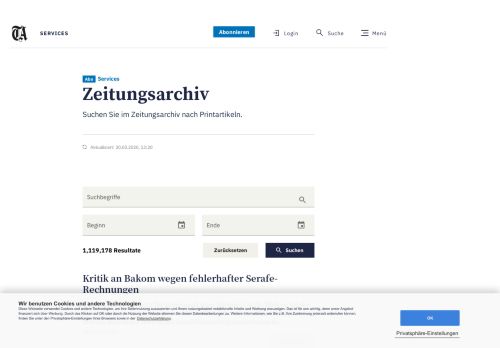 
                            11. News Service: Zeitungsarchiv - tagesanzeiger.ch