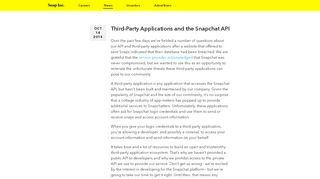 
                            5. News – Third-Party Applications and the Snapchat API – Snap Inc.