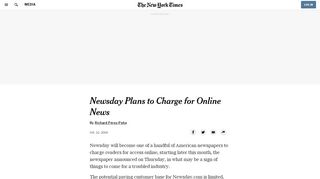 
                            5. Newsday to Charge to Read Its Web Site - The New York Times