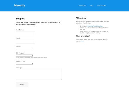 
                            2. Newsify: Your News, Blog and RSS Feed Reader - Support