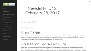 
                            6. Newsletter #13, February 28, 2017 - Chess In Iowa