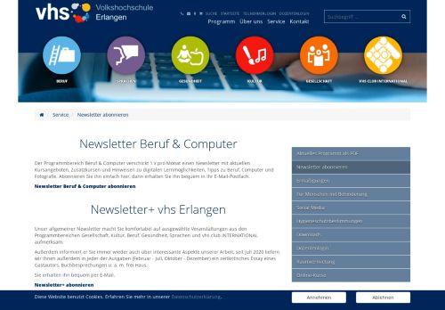 
                            13. Newsletter abonnieren | vhs Erlangen