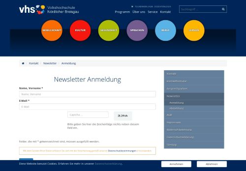 
                            3. Newsletter - Anmeldung | vhs Nördlicher Breisgau