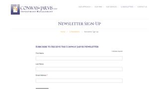 
                            12. Newsletter Sign-Up – Conway Jarvis