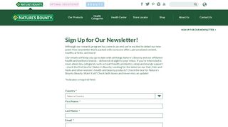 
                            7. Newsletter Sign up - Nature's Bounty