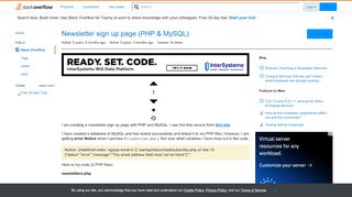 
                            13. Newsletter sign up page (PHP & MySQL) - Stack Overflow