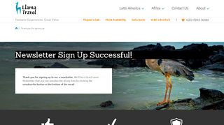 
                            2. Newsletter Sign Up Successful! - Llama Travel