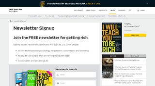 
                            7. Newsletter Signup - I Will Teach You To Be Rich