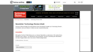 
                            11. Newsletter Technology Review Inhalt - Heise