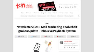 
                            10. Newsletter2Go: E-Mail-Marketing-Tool erhält großes Update - t3n