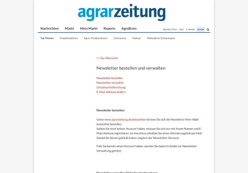 
                            12. Newsletterbezug - Agrarzeitung