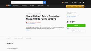 
                            13. Nexon NXCash Points Game Card Nexon EUROPE 10 000 Points ...
