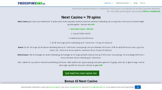 
                            13. Next Casino free spins = 70 spins ved indbetaling i februar 2019