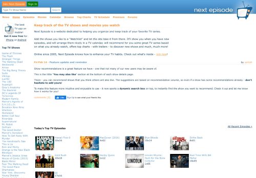 
                            4. Next Episode: Track the TV shows and movies you watch
