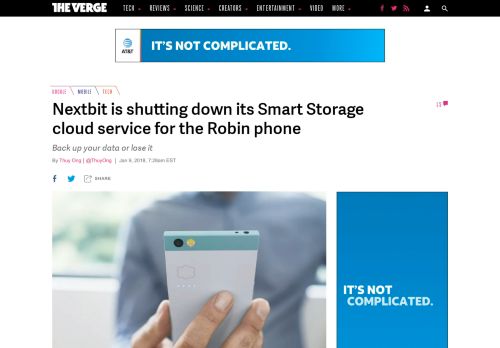 
                            1. Nextbit is shutting down its Smart Storage cloud service for the Robin ...