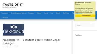 
                            5. Nextcloud 14 – Benutzer Spalte letzten Login anzeigen - TASTE-OF-IT
