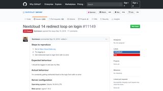 
                            5. Nextcloud 14 redirect loop on login · Issue #11149 · nextcloud ...