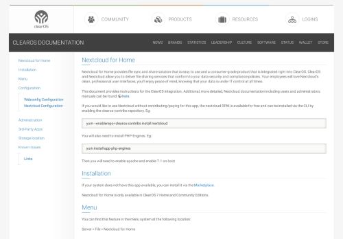 
                            11. Nextcloud for Home - ClearOS