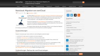 
                            12. Nextcloud: Migration von ownCloud » DecaTec