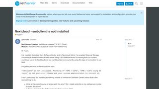 
                            7. Nextcloud - smbclient is not installed - Support - NethServer Community