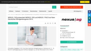 
                            8. NEXUS / DIS präsentiert NEXUS / RIS und NEXUS / PACS auf dem ...