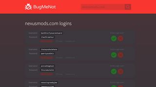 
                            11. nexusmods.com passwords - BugMeNot