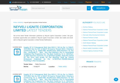 
                            10. Neyveli Lignite Corporation Limited Latest Online Tenders Detail ...