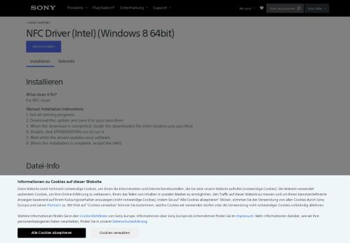 
                            12. NFC Driver (Intel) (Windows 8 64bit) | Sony DE