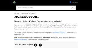 
                            9. NFL Game Pass activation code & free trial – Help Center