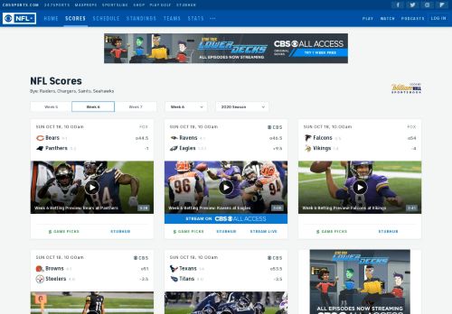 
                            12. NFL Game Scores - CBSSports.com