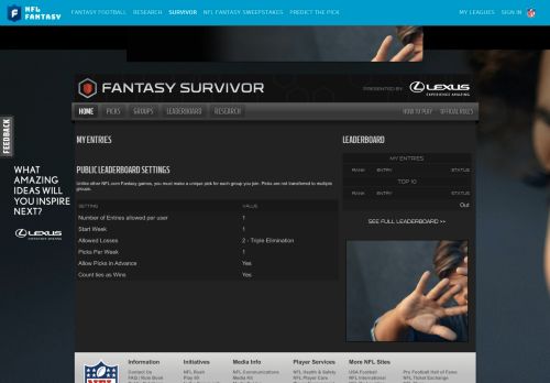 
                            1. NFL Survivor - NFL.com