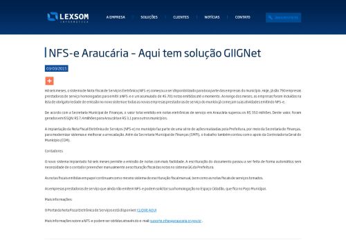 
                            9. NFS-e Araucária – Aqui tem solução GIIGNet « Lexsom Informática