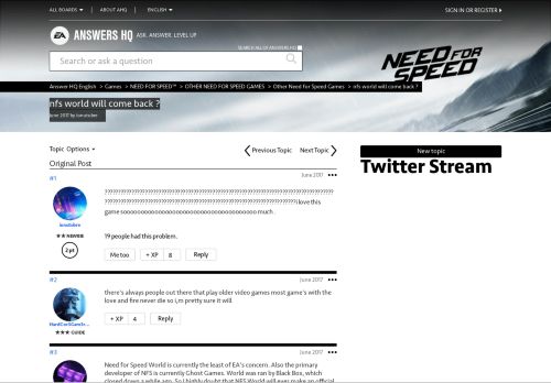 
                            5. nfs world will come back ? - Answer HQ