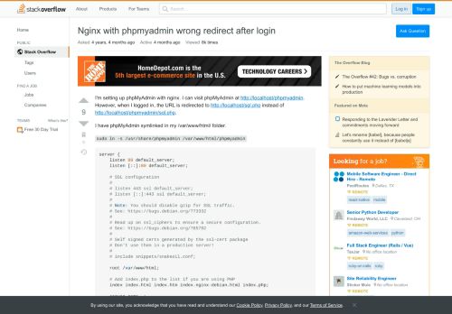 
                            1. Nginx with phpmyadmin wrong direction on login - Stack Overflow