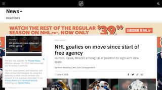 
                            12. NHL goalies on move since start of free agency - NHL.com