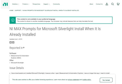 
                            5. NI MAX Prompts for Microsoft Silverlight Install When It Is Already ...