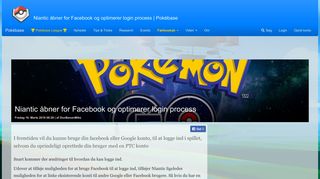 
                            11. Niantic åbner for Facebook og optimerer login process | Pokébase