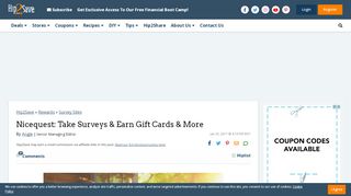 
                            10. Nicequest: Take Surveys & Earn Gift Cards & More - Hip2Save