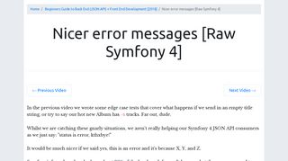
                            7. Nicer error messages [Raw Symfony 4] - CodeReviewVideos