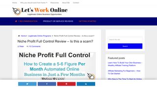 
                            10. Niche Profit Full Control Review - Is this a high priced scam?