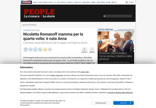 
                            8. Nicoletta Romanoff mamma per la quarta volta: è nata Anna - Tgcom24