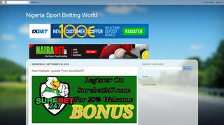 
                            3. Nigeria Sport Betting World: New Website: Update From Surebet247