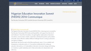 
                            13. Nigerian Education Innovation Summit (NEDIS) 2016 Communique ...