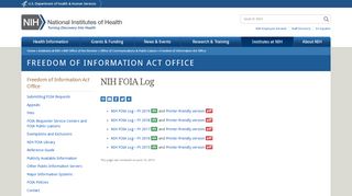 
                            11. NIH FOIA Log | National Institutes of Health (NIH)