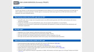 
                            5. NIH LOGIN SERVICES (FORMERLY ITRUST)