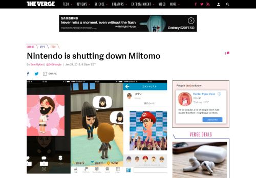 
                            5. Nintendo is shutting down Miitomo - The Verge