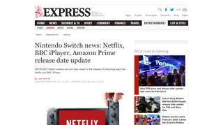 
                            11. Nintendo Switch news - Netflix, BBC iPlayer, Amazon Prime release ...