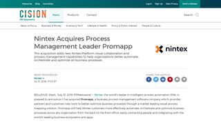 
                            9. Nintex Acquires Process Management Leader Promapp - PR Newswire