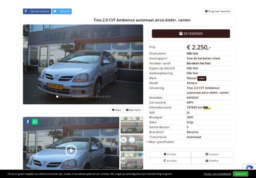 
                            12. Nissan Almera - Tino 2.0 CVT Ambience automaat airco ... - Smit Auto's